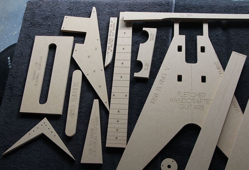 1958 Flying V guitar template set in 12 mm MDF