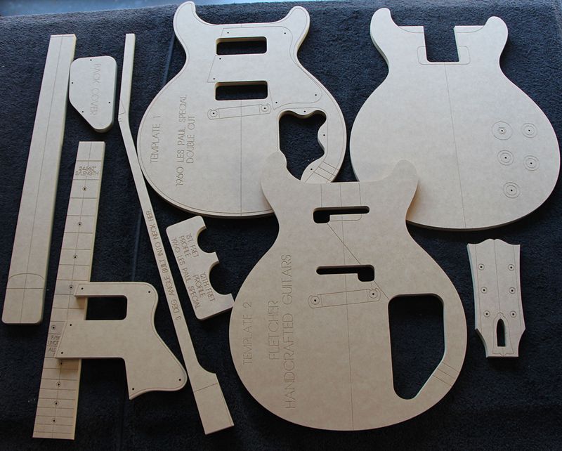 1960 double-cut guitar template set in 12 mm MDF
